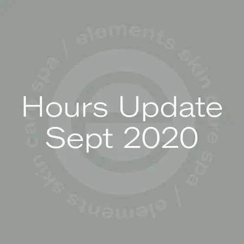 The image displays the text "Hours Update 2020" centralized on a light gray background with the Elements logo as a watermark.
